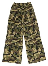 Zeleno-hnědé army lehké kalhoty s kapsami shein