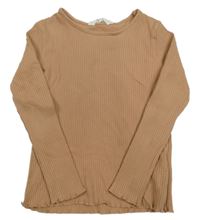 Hnědé žebrované triko H&M
