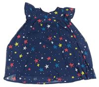 Tmavomodré puntíkaté šifonové šaty s hvězdami Frugt