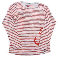 Bílo-červené pruhované triko s kotvou