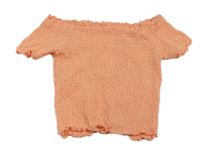 Neonově oranžový crop top se žabičkováním 