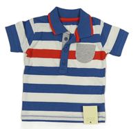 Modro-bílo-červené pruhované polo tričko George