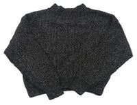 Černo-stříbrný třpytivý crop svetr H&M