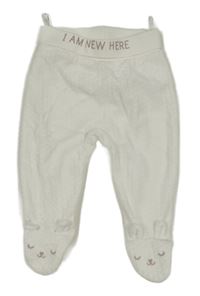 Bílé sametové puntíkaté polodupky s čumáky a nápisem C&A