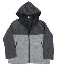 Tmavošedo-šedá šusťáková jarní bunda s kapucí Shein