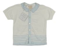 Nové - Bílo-světlemodrá svetrová propínací vesta 