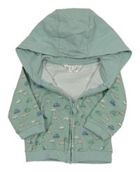 Světlezelená propínací mikina s auty a kapucí Mayoral