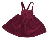 Vínové manšestrové laclové šaty Next