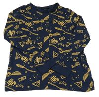 Tmavomodro-žluté pyžamové triko s obrázky - Harry Potter 