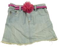 Světlemodrá riflová sukně s páskem s 3D květem Kids