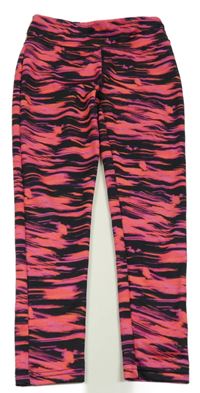 Černo-fuchsiové vzorované sportovní legíny St. Bernard