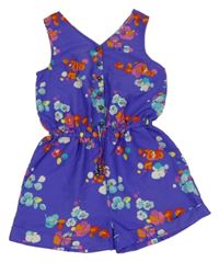 Fialovo-modro-červený květovaný kraťasový overal Next