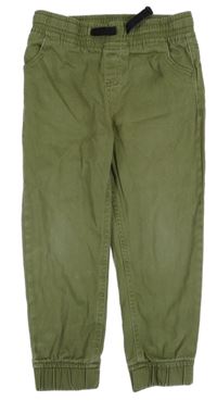 Khaki plátěné cuff kalhoty 