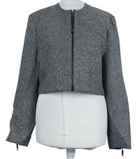 Dámská černá melírovaná crop lehká bunda 