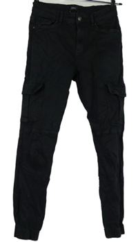 Dámské černé cargo plátěné kalhoty s kapsami Only 