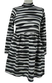 Dámské černo-bílé vzorované šaty 