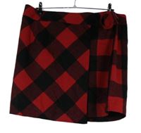 Dámská červeno-černá kostkovaná vlněná sukně s páskem Next 