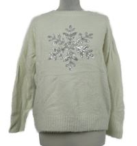 Dámský smetanový chlupatý svetr s vločkou Peacocks 