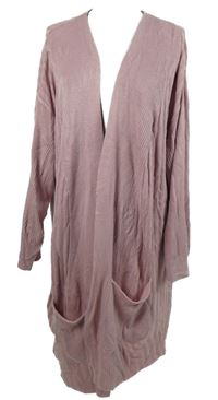 Dámský růžový žebrovaný svetrový cardigán Yours vel. 58