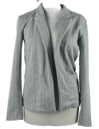 Dámský šedý proužkovaný sakový cardigán 