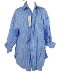 Nové - Dámská světlemodro-bílá pruhovaná oversized halenková tunika F&F