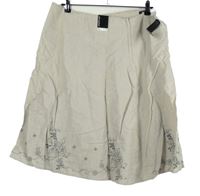 Nové - Dámské béžová lněná sukně s výšivkou Atmosphere