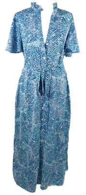 Dámské modro-tyrkysové vzorované košilové šaty s páskem AX 