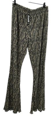 Nové - Dámské černo-béžové vzorované plisované zvonové kalhoty Nasty GAL 