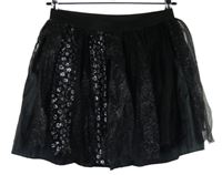 Kostým - Dámská černo-stříbrná sukně s třásněmi 