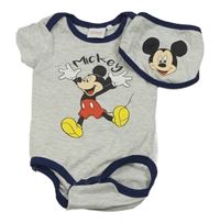 2set- světlešedé body s Mickey Mousem+ bryndák Disney