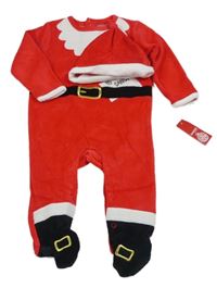 Nové- 2set- Červený sametový overal - Santa + čepice Dunnes