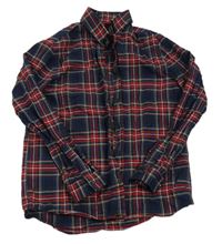 Tmavomodro-červeno-barevná kostkovaná košile Next