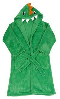 Zelený chlupatý župan s kapucí - dinosaurus Lily & Dan