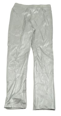 Stříbrné koženkové tregíny Zara