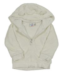 Bílá chlupatá propínací mikina s kapucí Topomini