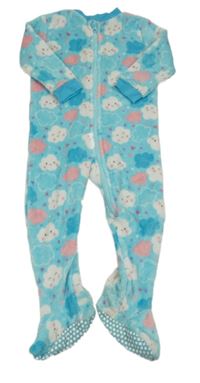 Modrý chlupatý overal s mráčky Dunnes