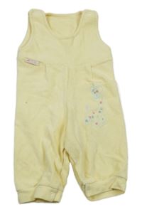 Žluté žebrované laclové tepláky se žirafou 