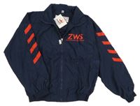 Nové - Tmavomodrá šusťáková sportovní bunda s písmeny 