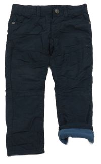 Tmavomodré plátěné podšité kalhoty C&A