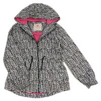 Bílo-černá šusťáková jarní bunda s kapucí George