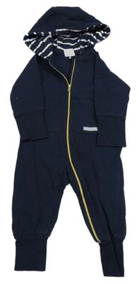 Tmavomodrá tepláková kombinéza a kapucí Polarn O. Pyret