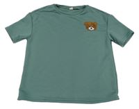 Smaragdové teplákové tričko s medvědem Shein