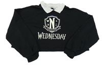 Černá crop mikina Wednesday s límečkem H&M