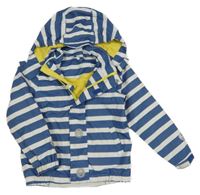 Modro-bílá pruhovaná šusťáková jarní bunda s kotvami a kapucí TCM