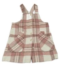 Růžovo-bílo-šedé kostkované vlněné šaty TU