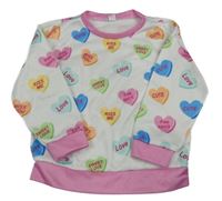 Bílo-růžová mikina se srdíčky Shein