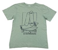 Khaki tričko se skateboardem Yigga