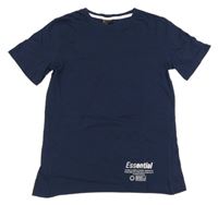 Tmavomodré tričko snápisem H&M