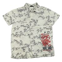 Smetanová košile s lebkami H&M