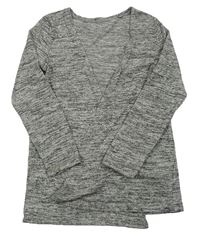 Šedý melírovaný úpletový cardigan C&A